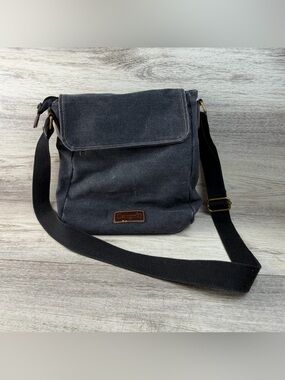 Charcoal Grey Cargoit Canvas Crossbody Messenger Bag Adjustable